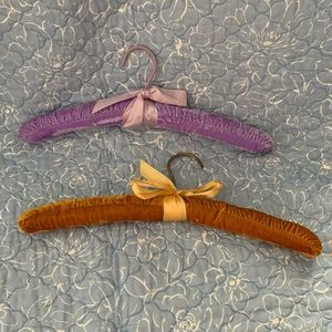 Padded clothing hangers velour vintage set of 2